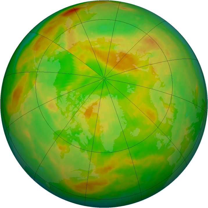 Arctic ozone map for 25 May 1990